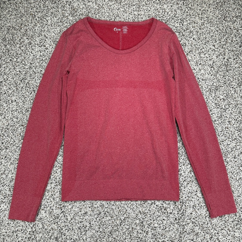 Zyia Active Heather Long Sleeve Performance Shirt Women's Red Size Medium